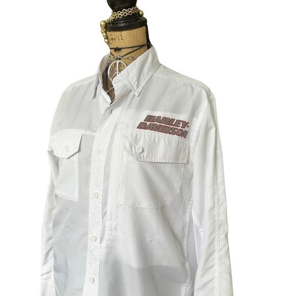 Harley-Davidson Other - HARLEY DAVIDSON men's white genuine motorcycle biker rider shirt SIZE MEDIUM